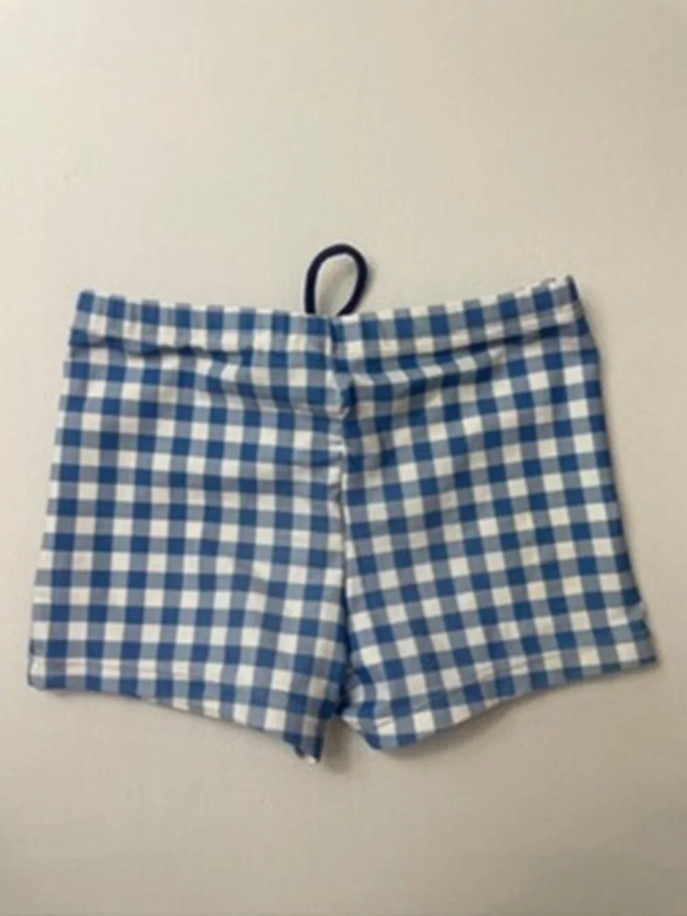 Blueberi Girls Gingham Swim Shorts Blue White Swimsuit Bottoms Size 6Y